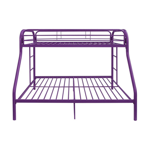 Homeroots Purple Twin Over Full Size Bunk Bed  Steel 403919