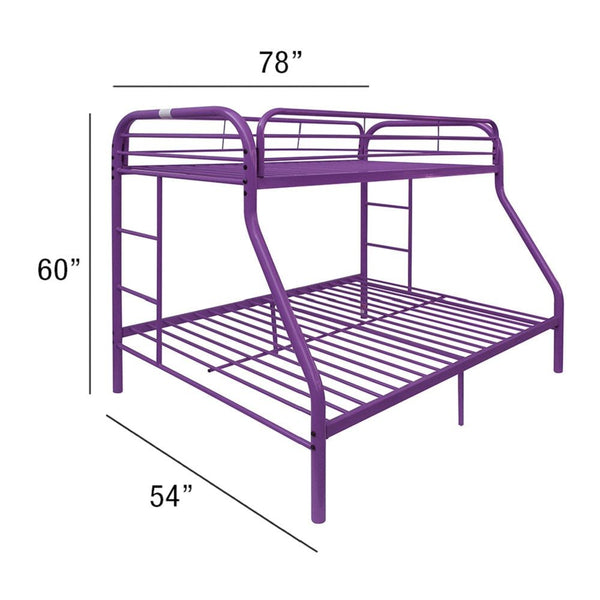 Homeroots Purple Twin Over Full Size Bunk Bed  Steel 403919