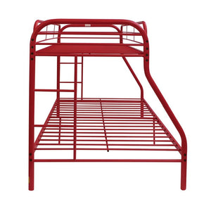 Homeroots Red Twin Over Full Size Bunk Bed  Steel 403920