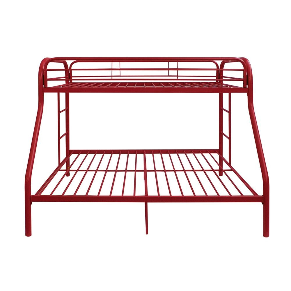 Homeroots Red Twin Over Full Size Bunk Bed  Steel 403920