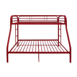 Homeroots Red Twin Over Full Size Bunk Bed  Steel 403920