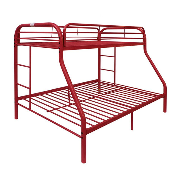 Homeroots Red Twin Over Full Size Bunk Bed  Steel 403920