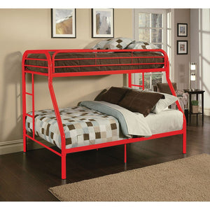 Homeroots Red Twin Over Full Size Bunk Bed  Steel 403920