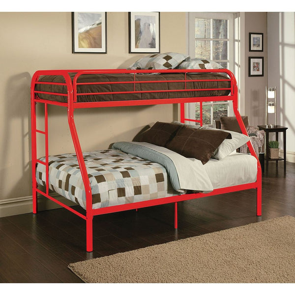 Homeroots Red Twin Over Full Size Bunk Bed  Steel 403920