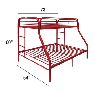 Homeroots Red Twin Over Full Size Bunk Bed  Steel 403920