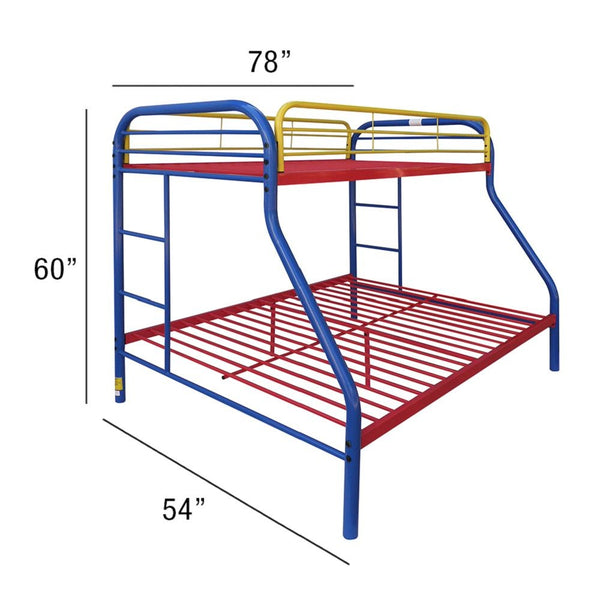 Homeroots Colorful  Twin Over Full Size Bunk Bed  Steel 403921