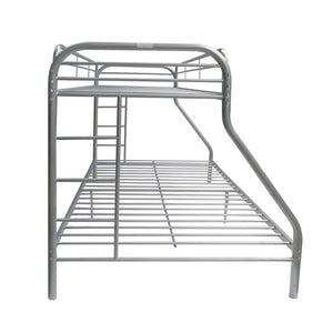 Homeroots Silver Twin Over Full Size Bunk Bed  Steel 403922