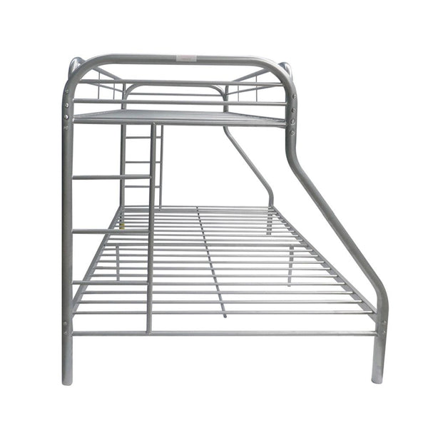 Homeroots Silver Twin Over Full Size Bunk Bed  Steel 403922