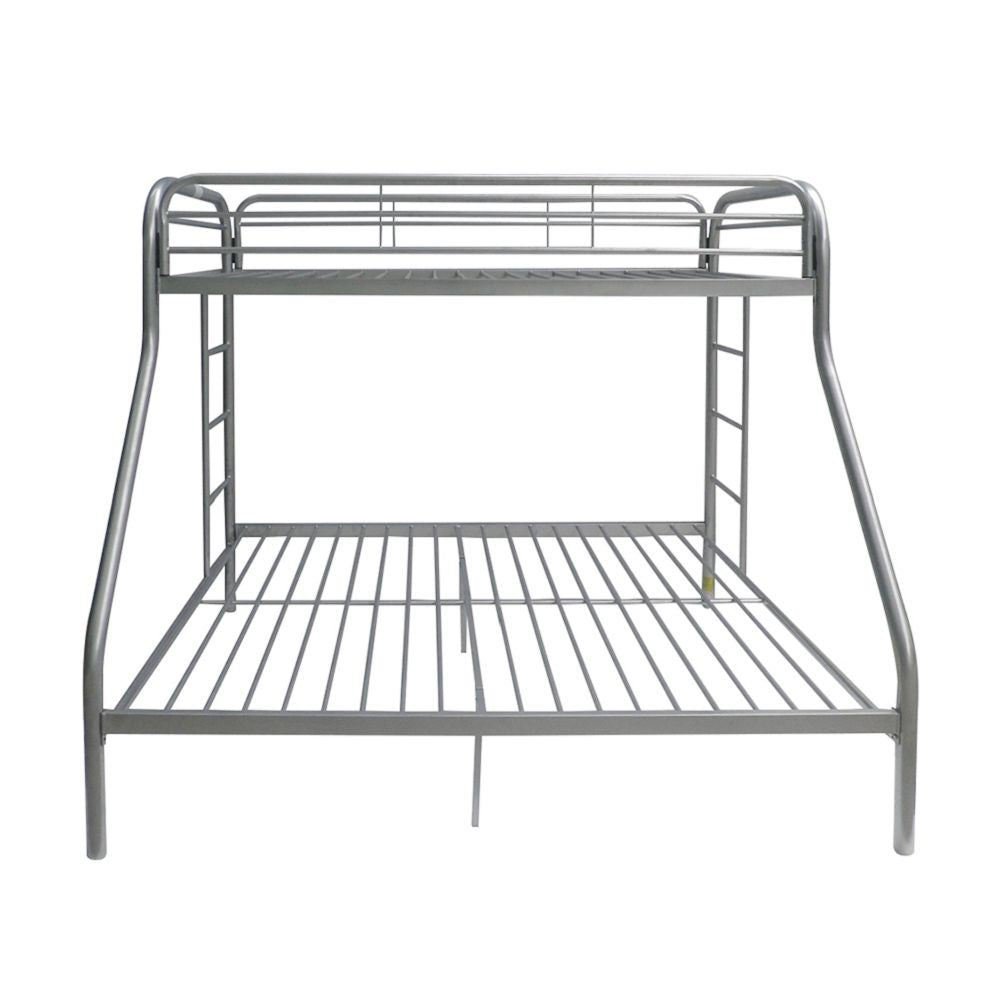 Homeroots Silver Twin Over Full Size Bunk Bed  Steel 403922