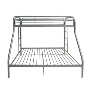 Homeroots Silver Twin Over Full Size Bunk Bed  Steel 403922