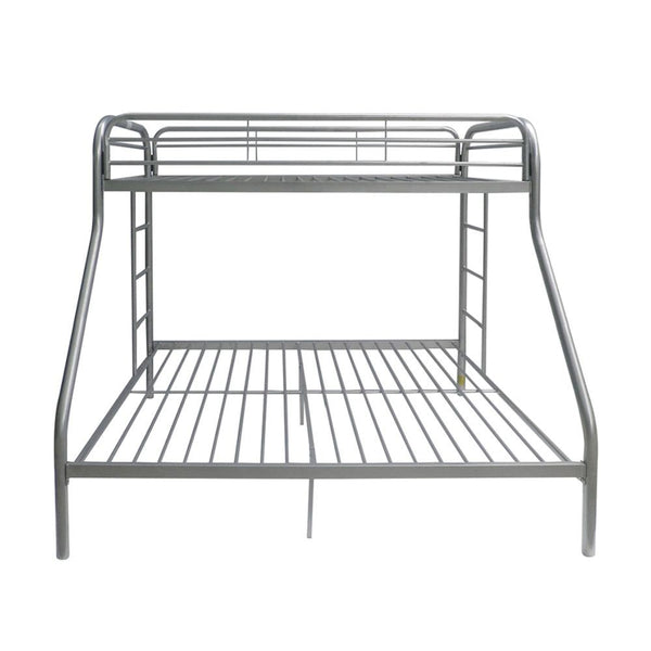 Homeroots Silver Twin Over Full Size Bunk Bed  Steel 403922