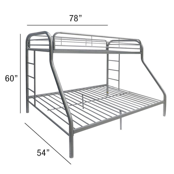 Homeroots Silver Twin Over Full Size Bunk Bed  Steel 403922