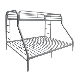 Homeroots Silver Twin Over Full Size Bunk Bed  Steel 403922