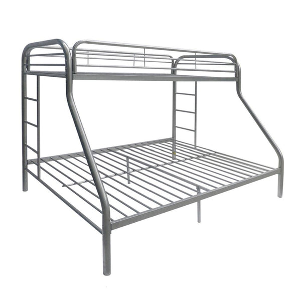 Homeroots Silver Twin Over Full Size Bunk Bed  Steel 403922