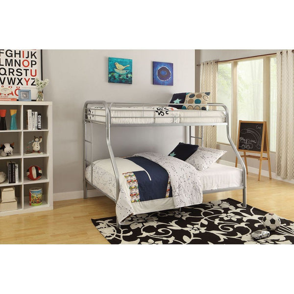 Homeroots Silver Twin Over Full Size Bunk Bed  Steel 403922