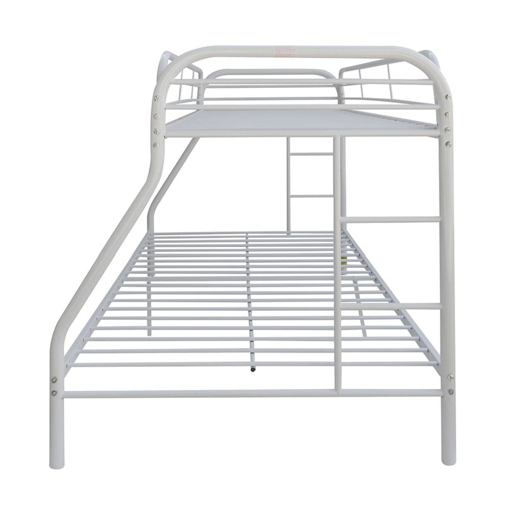 Homeroots White  Twin Over Full Size Bunk Bed  Steel 403923