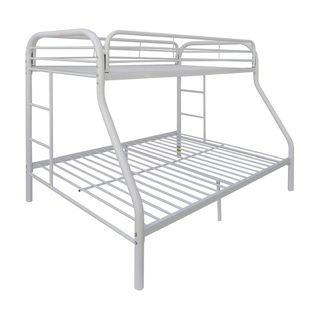 Homeroots White  Twin Over Full Size Bunk Bed  Steel 403923