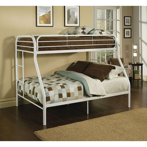 Homeroots White  Twin Over Full Size Bunk Bed  Steel 403923