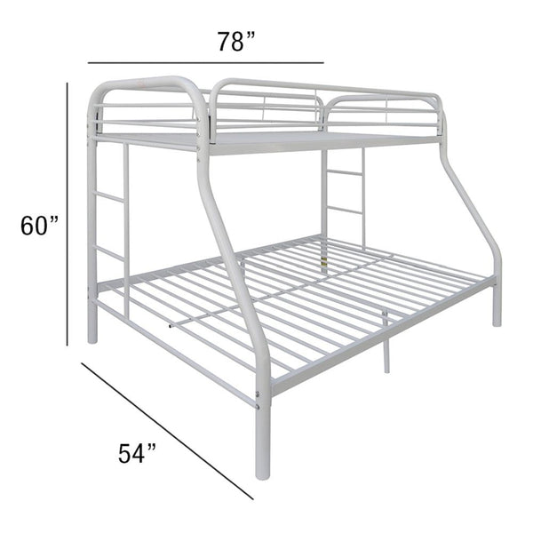 Homeroots White  Twin Over Full Size Bunk Bed  Steel 403923