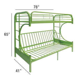 Homeroots Green Twin Over Full Futon Bunk Bed  Steel 403924