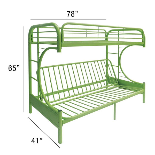 Homeroots Green Twin Over Full Futon Bunk Bed  Steel 403924