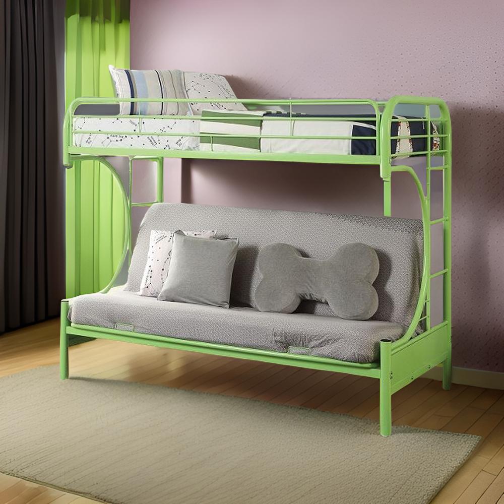 Homeroots Green Twin Over Full Futon Bunk Bed  Steel 403924
