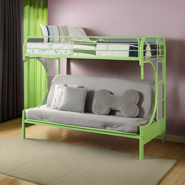 Homeroots Green Twin Over Full Futon Bunk Bed  Steel 403924