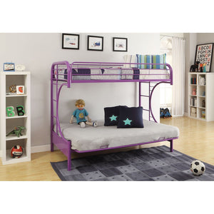 Homeroots Purple Twin Over Full Futon Bunk Bed  Steel 403925