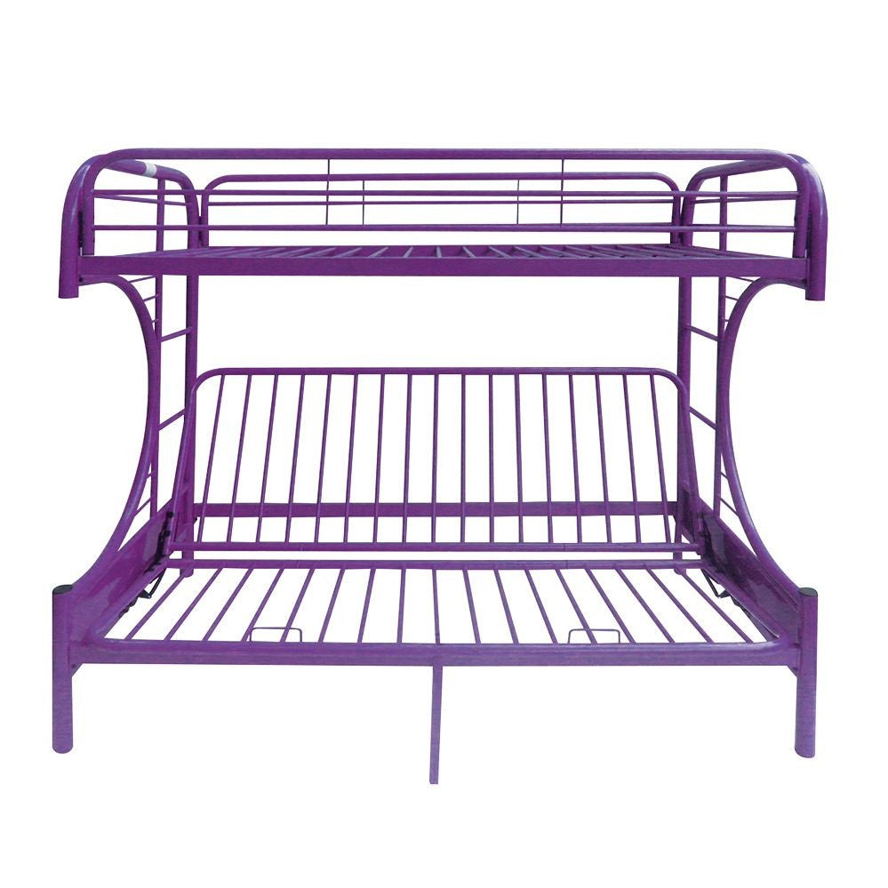 Homeroots Purple Twin Over Full Futon Bunk Bed  Steel 403925