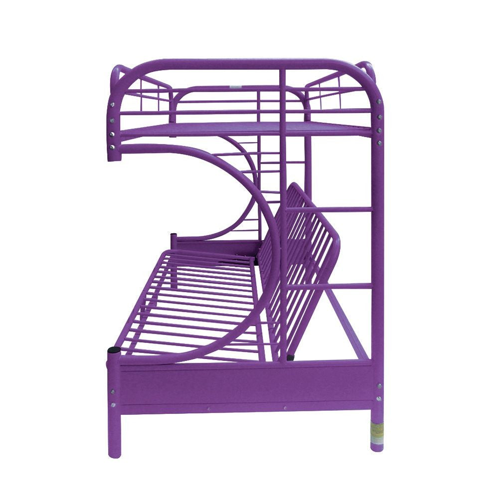 Homeroots Purple Twin Over Full Futon Bunk Bed  Steel 403925