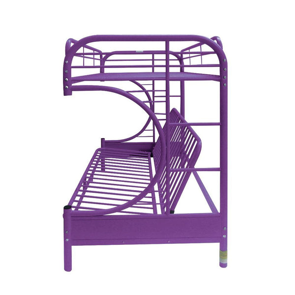 Homeroots Purple Twin Over Full Futon Bunk Bed  Steel 403925