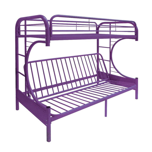 Homeroots Purple Twin Over Full Futon Bunk Bed  Steel 403925