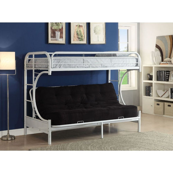Homeroots White Twin Over Full Futon Bunk Bed  Steel 403926