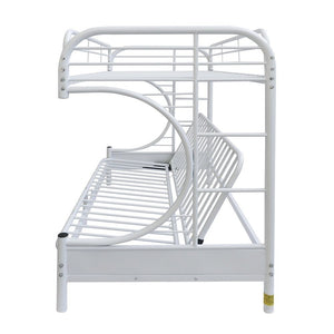 Homeroots White Twin Over Full Futon Bunk Bed  Steel 403926