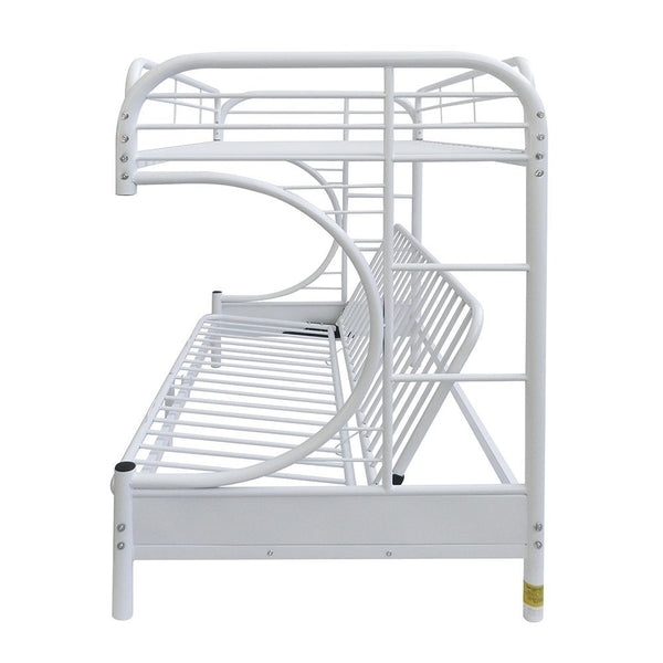 Homeroots White Twin Over Full Futon Bunk Bed  Steel 403926