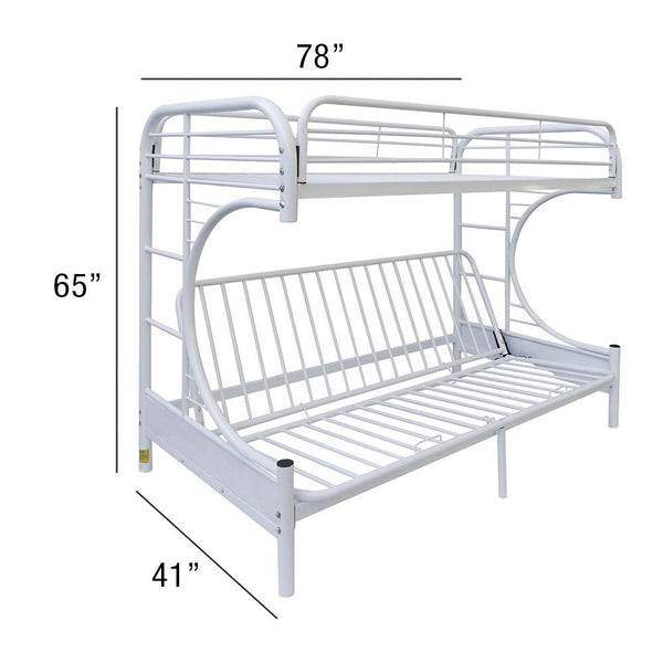 Homeroots White Twin Over Full Futon Bunk Bed  Steel 403926
