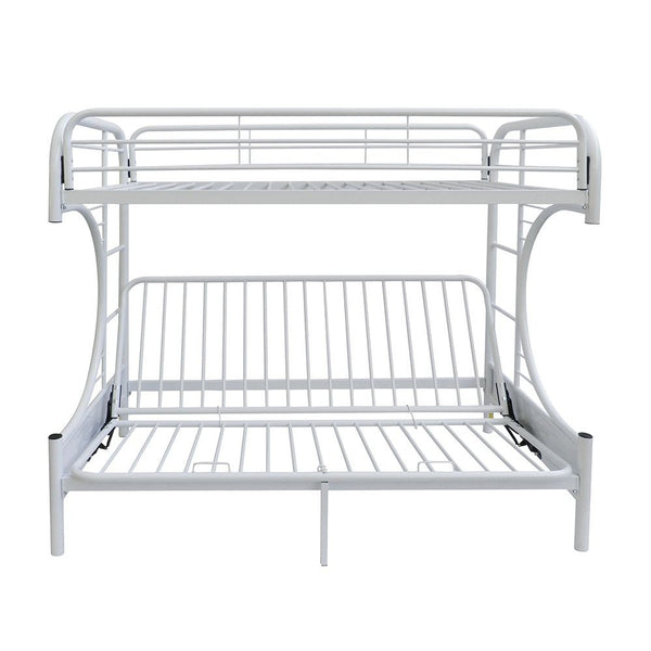 Homeroots White Twin Over Full Futon Bunk Bed  Steel 403926