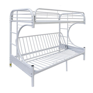 Homeroots White Twin Over Full Futon Bunk Bed  Steel 403926