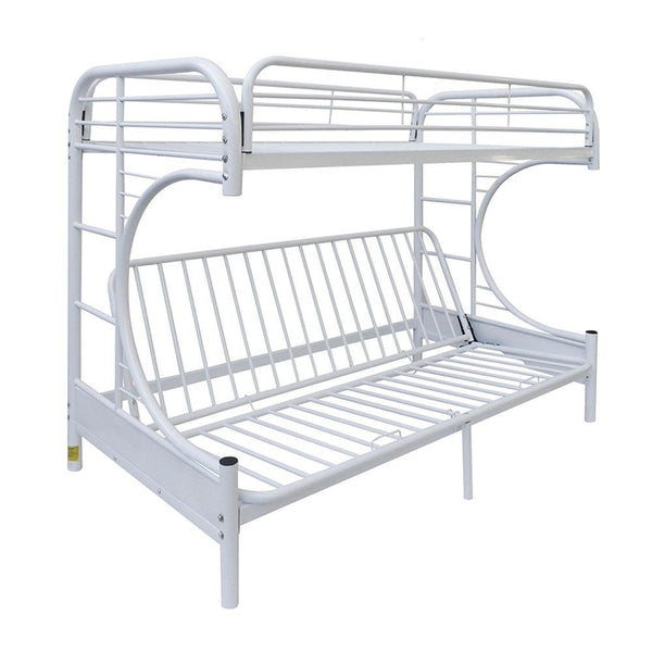 Homeroots White Twin Over Full Futon Bunk Bed  Steel 403926