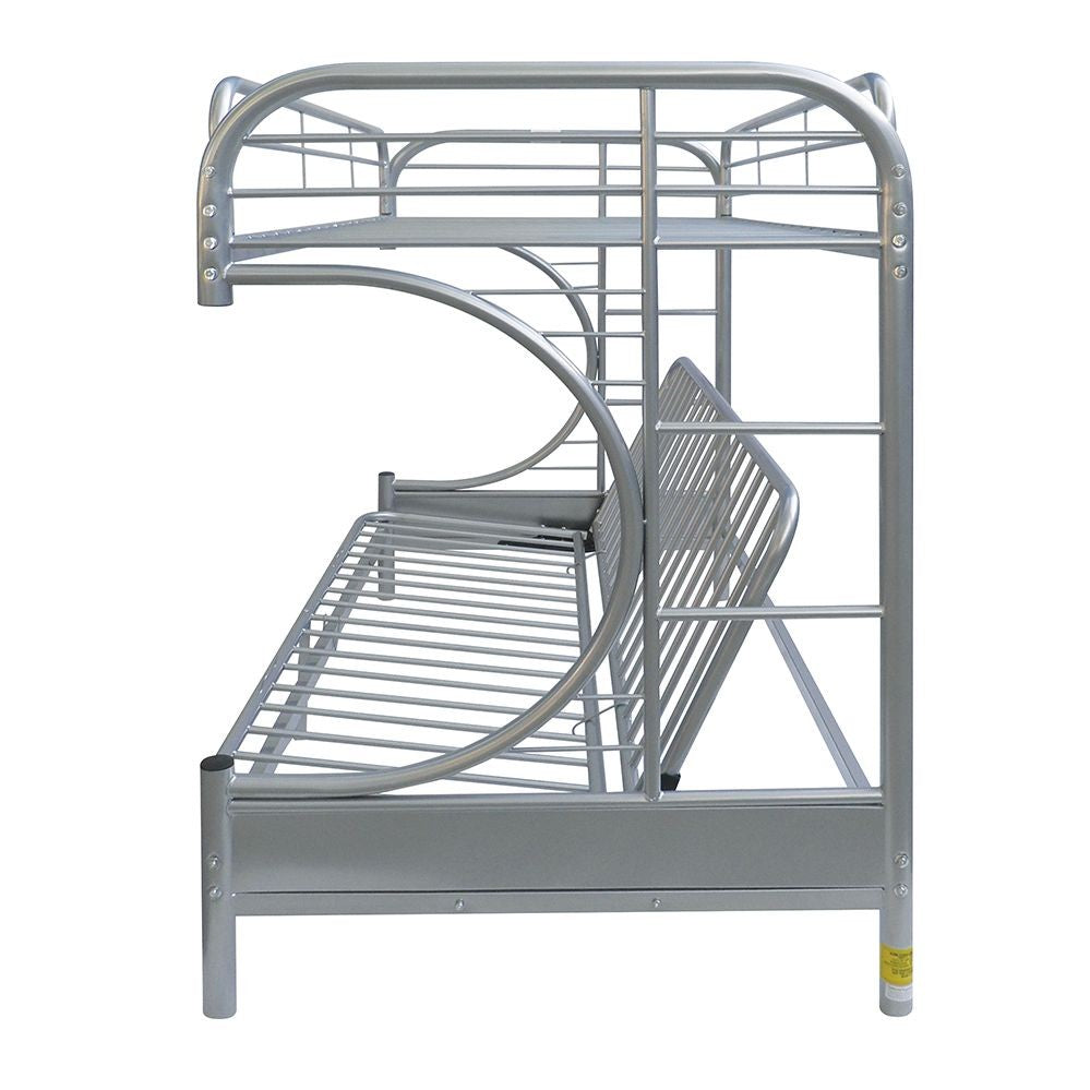 Homeroots Silver Twin Xl Over Queen Futon Bunk Bed  Steel 403927