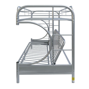 Homeroots Silver Twin Xl Over Queen Futon Bunk Bed  Steel 403927