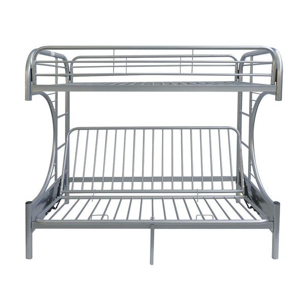 Homeroots Silver Twin Xl Over Queen Futon Bunk Bed  Steel 403927
