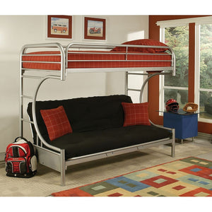 Homeroots Silver Twin Xl Over Queen Futon Bunk Bed  Steel 403927