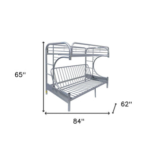 Homeroots Silver Twin Xl Over Queen Futon Bunk Bed  Steel 403927