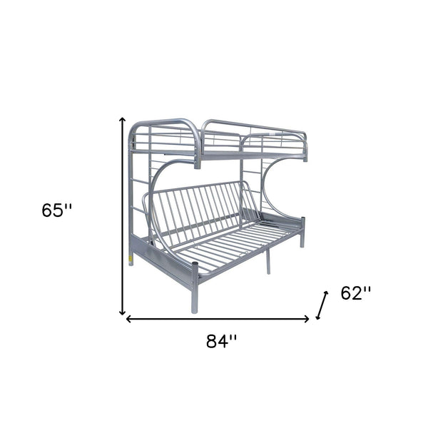 Homeroots Silver Twin Xl Over Queen Futon Bunk Bed  Steel 403927