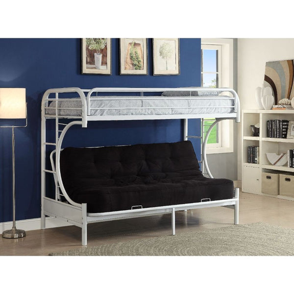 Homeroots White Twin Xl Over Queen Futon Bunk Bed  Steel 403928