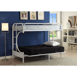 Homeroots White Twin Xl Over Queen Futon Bunk Bed  Steel 403928