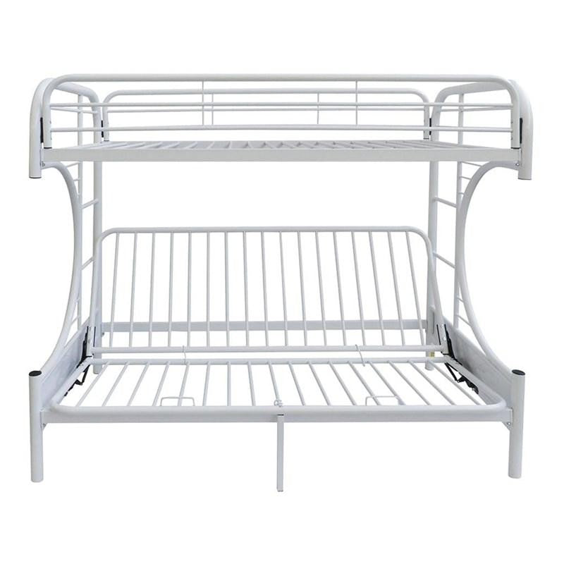 Homeroots White Twin Xl Over Queen Futon Bunk Bed  Steel 403928