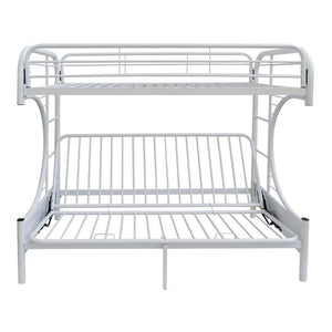 Homeroots White Twin Xl Over Queen Futon Bunk Bed  Steel 403928