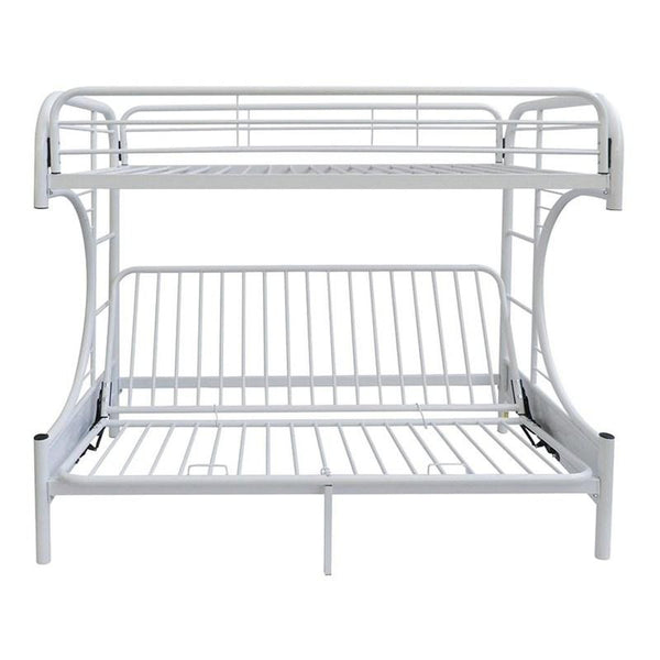 Homeroots White Twin Xl Over Queen Futon Bunk Bed  Steel 403928